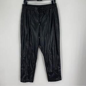 Nine West Women’s Elastic Waist Pull On Black Faux Leather Jogger Pants size M